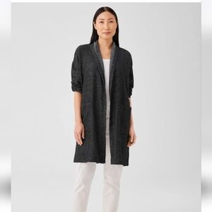 Eileen Fisher Light Weight Coat Tweedy Hemp Cotton  Black XS/TP